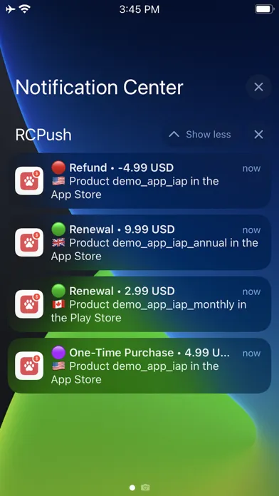 RevenueCat Notification Client Screenshots