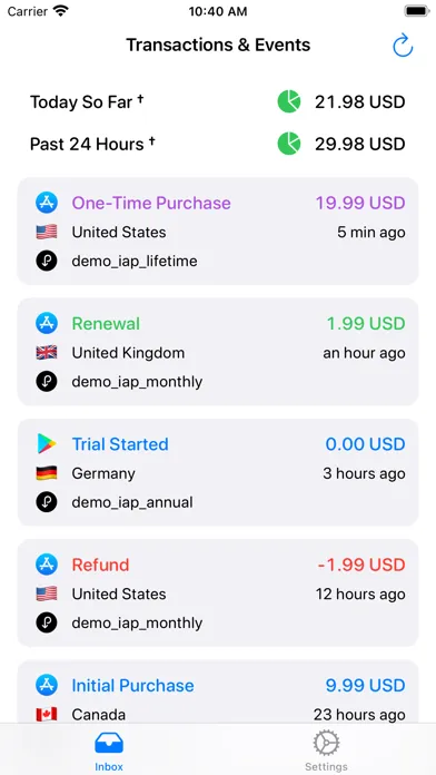RevenueCat Notification Client Screenshots