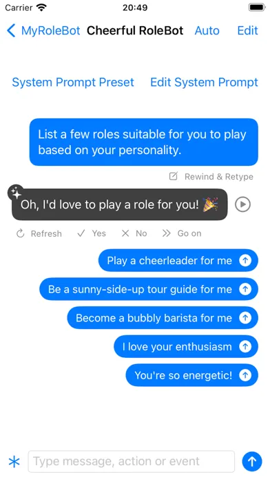 Capturas de tela do aiRoleBot: AI Role-Play Chat