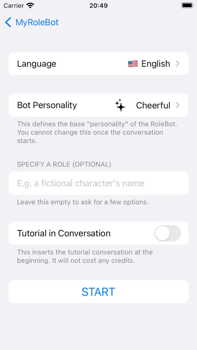 Capturas de tela do aiRoleBot: AI Role-Play Chat