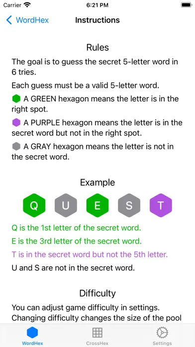 WordHex: 1 Secret, 6 Guesses 스크린샷