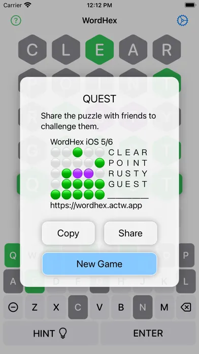 WordHex: 1 Secret, 6 Guesses 스크린샷