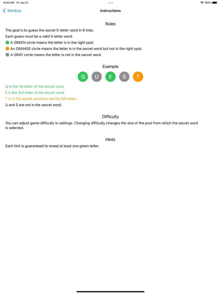 WordLex iPad  स्क्रीनशॉट