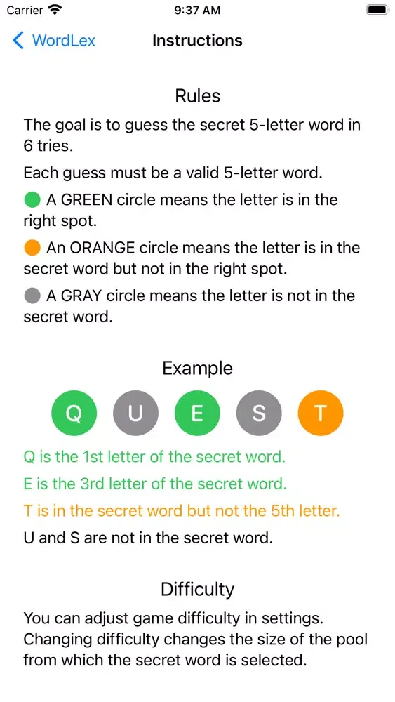 WordLex स्क्रीनशॉट