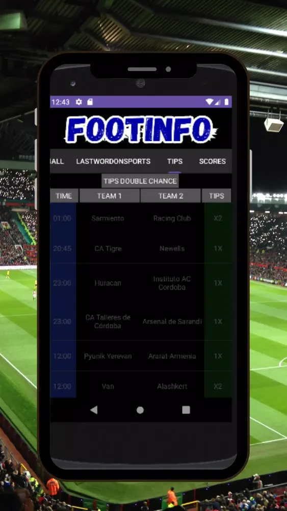 Zrzuty ekranu Foot info