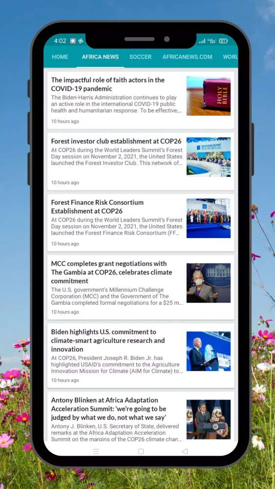 Capturas de pantalla de Africa News Today.