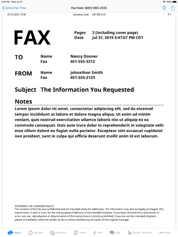 FaxReceive - receive fax app iPad  スクリーンショット