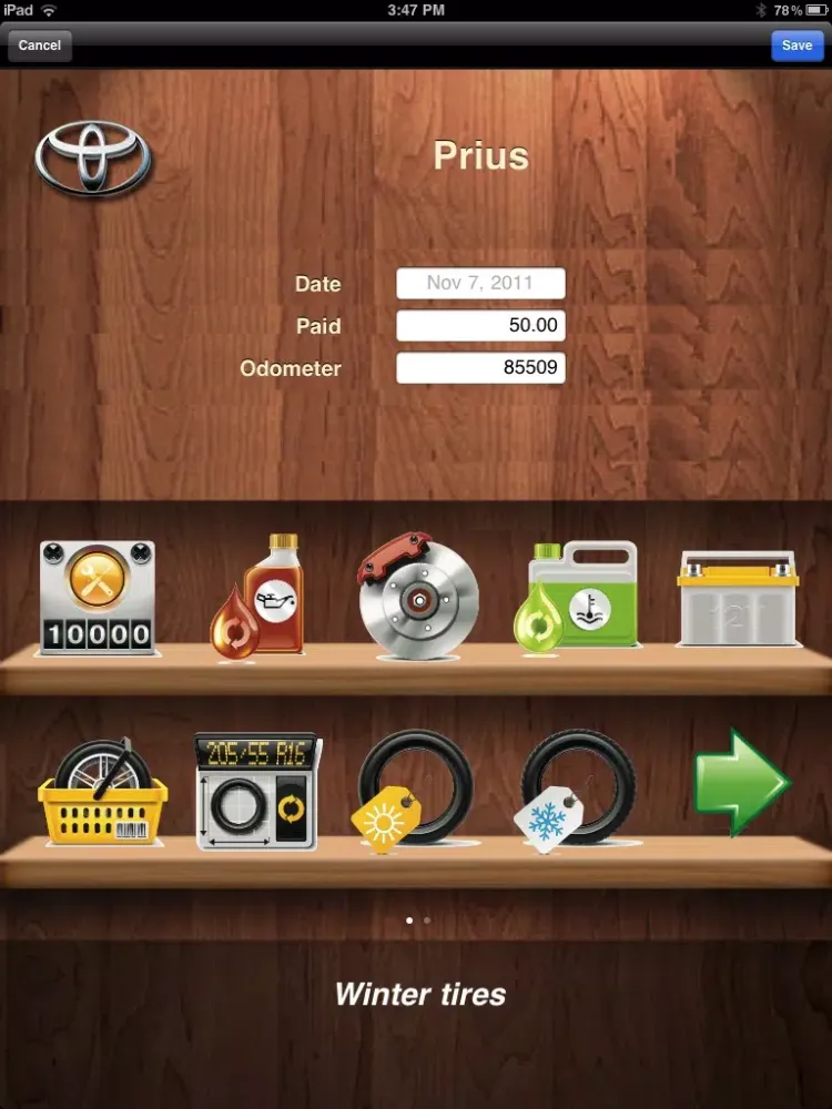 myFuelLog Lite iPad  स्क्रीनशॉट