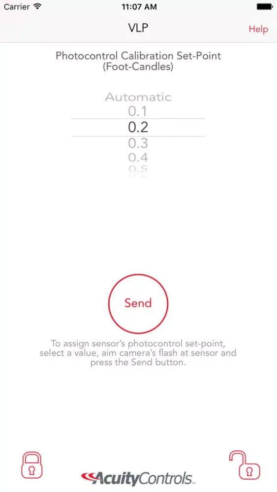 Acuity Controls Visible Light Programming Screenshots