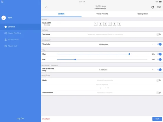 Sensor Switch VLP iPad  Screenshots