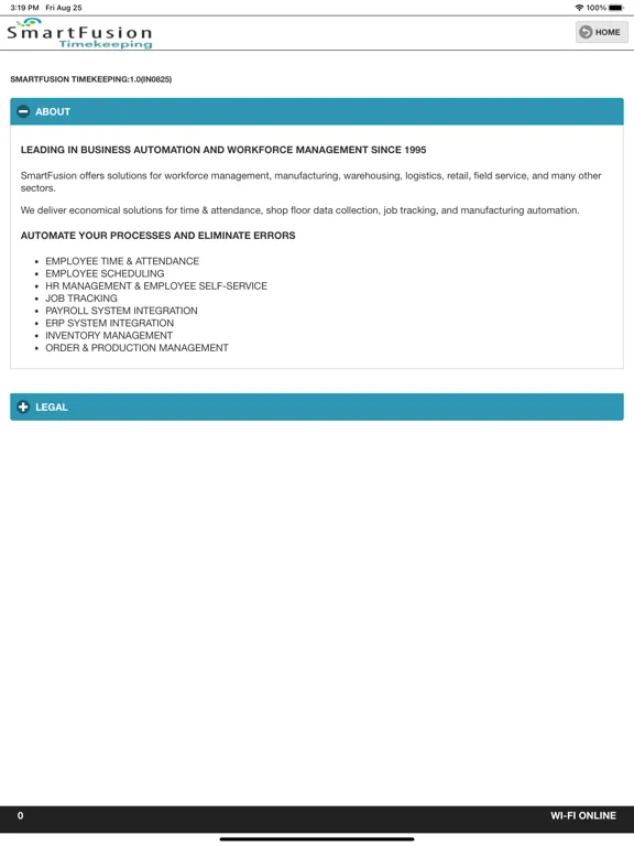 Capturas de pantalla de SmartFusion Timekeeping iPad 