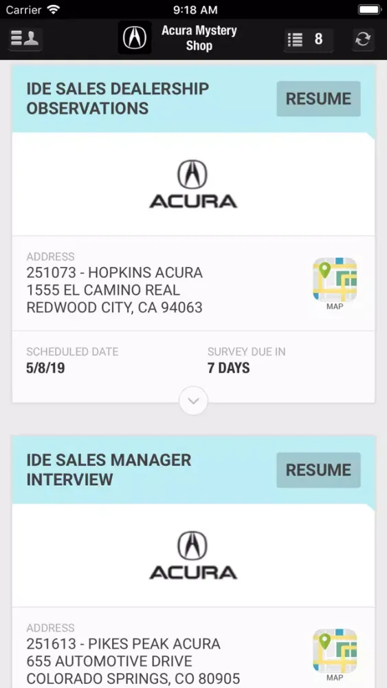 Screenshot di Acura Mystery Shopping