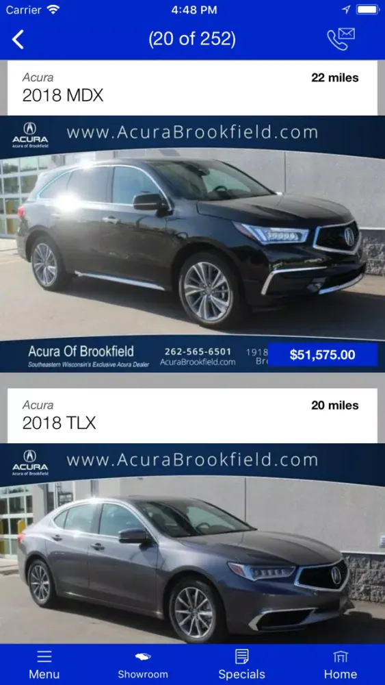 Tangkapan layar Acura of Brookfield MLink