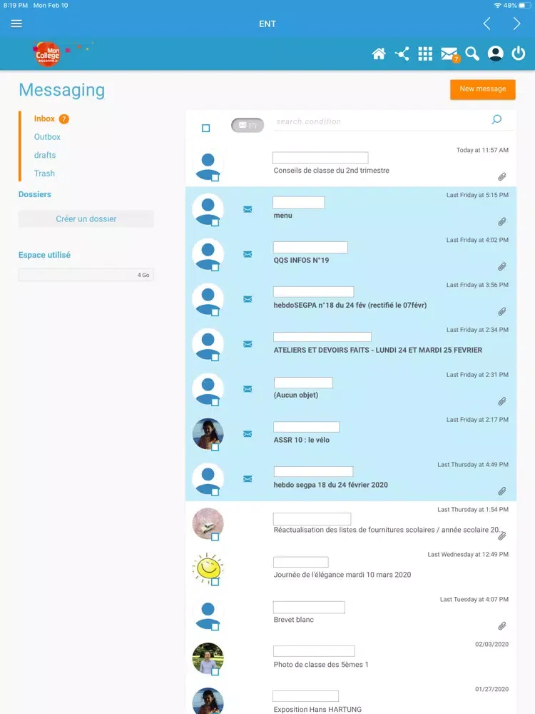 Ảnh chụp màn hình của Mon College Essonne iPad 