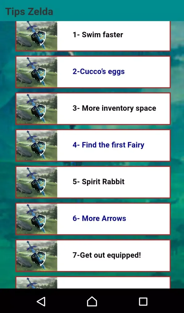 Capturas de tela do Tips For Zelda Breath of wild