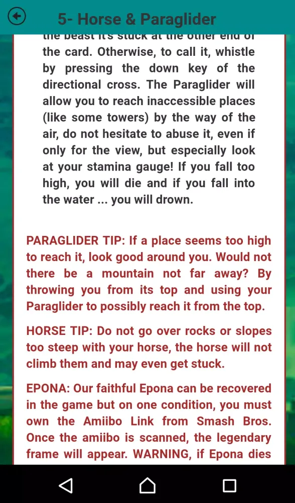 Capturas de tela do Tips For Zelda Breath of wild