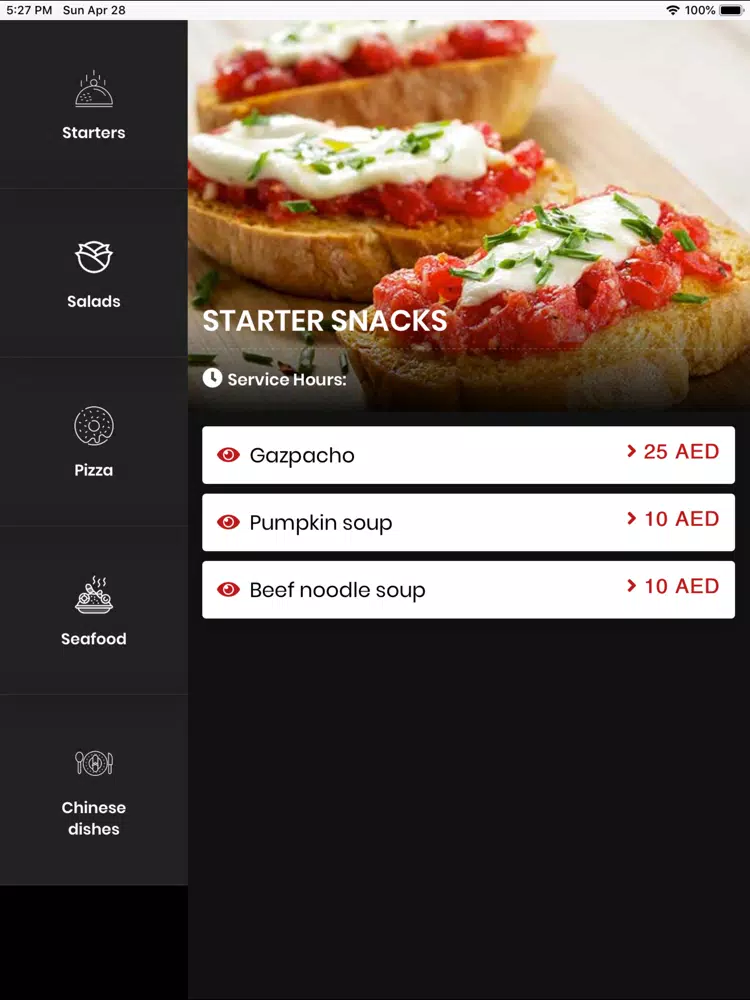 adaa digital menu iPad 应用截图