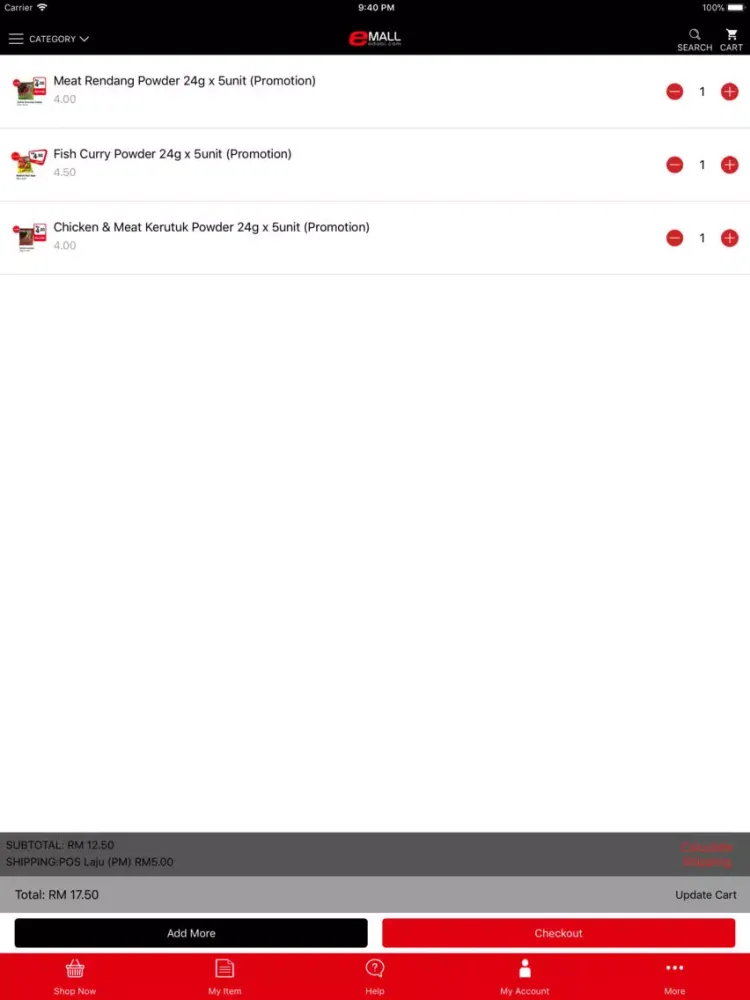 Ảnh chụp màn hình của Emall App iPad 