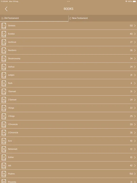 Tangkapan layar ASV Bible Audio iPad 