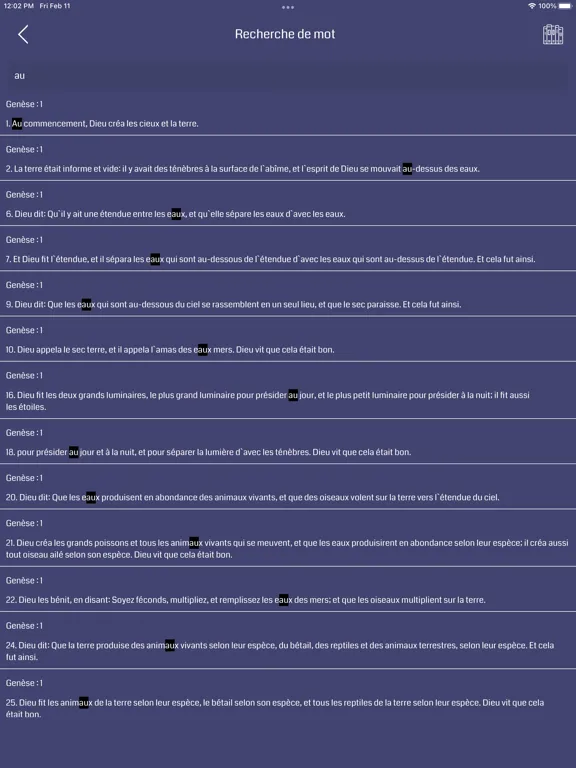 Tangkapan skrin French Bible Audio iPad 