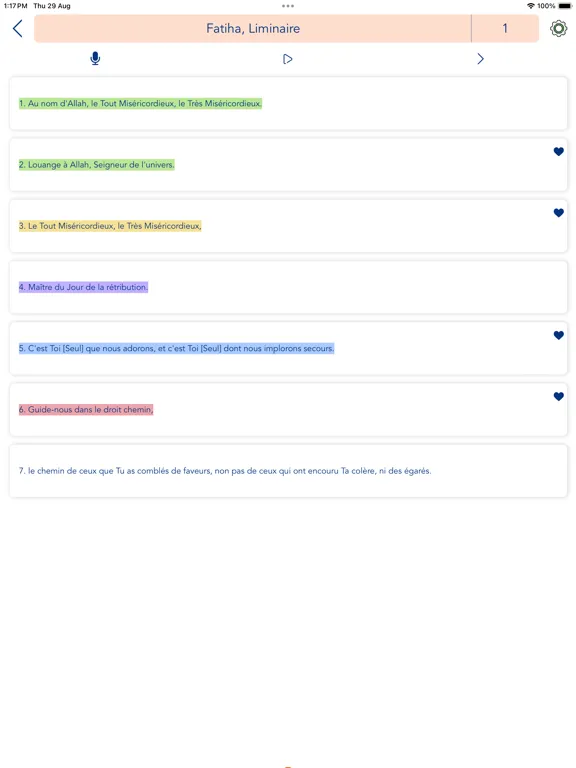 Ảnh chụp màn hình của French Quran iPad 