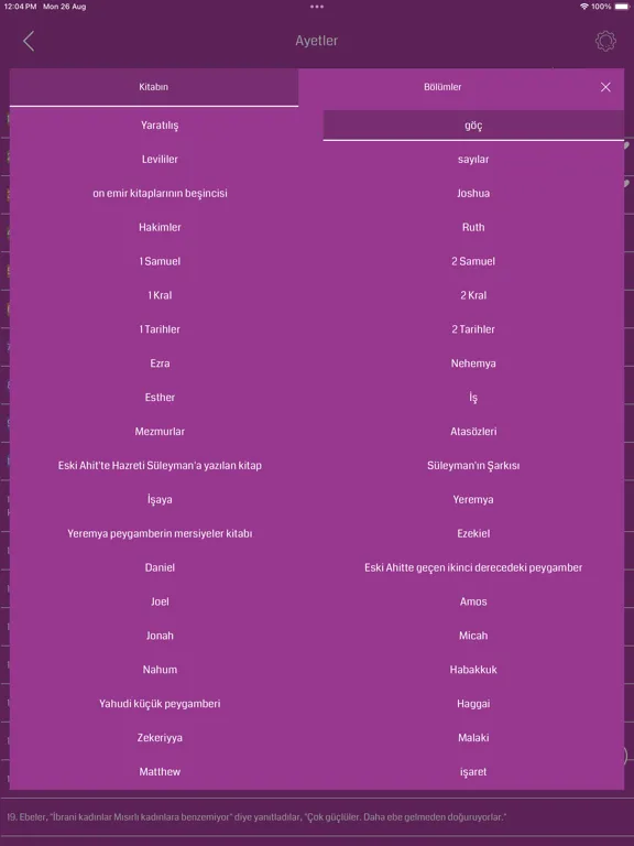 Capturas de tela do Turkish Bible iPad 
