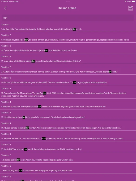 Capturas de tela do Turkish Bible iPad 