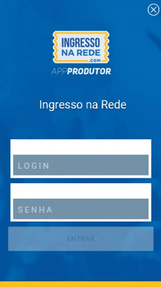 Tangkapan layar Ingresso na Rede - Produtor