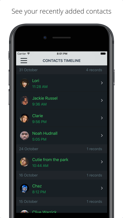 Contacts Timeline Screenshots