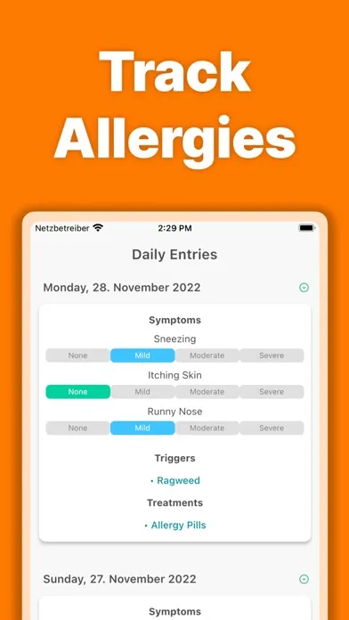 Скриншоты Allergy Tracker°