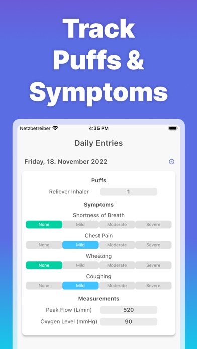 Tangkapan layar Asthma Tracker゜