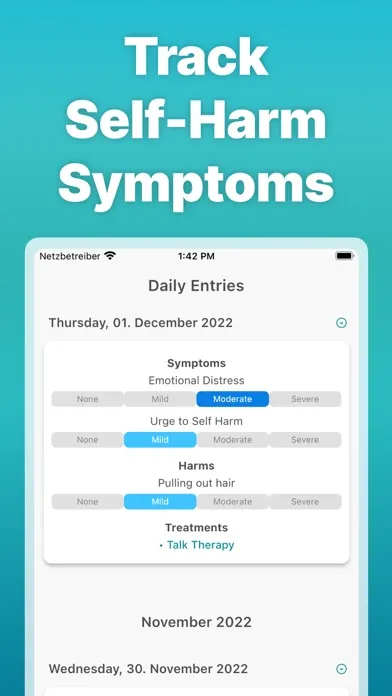 Captures d'écran de Self Harm Tracker & Recovery