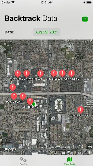 Capturas de tela do Backtrack Location Logging