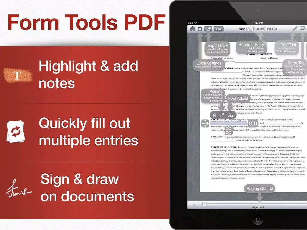 ภาพหน้าจอของ Form Tools PDF - quickly fill out an agreement, a contract or an entry iPad 