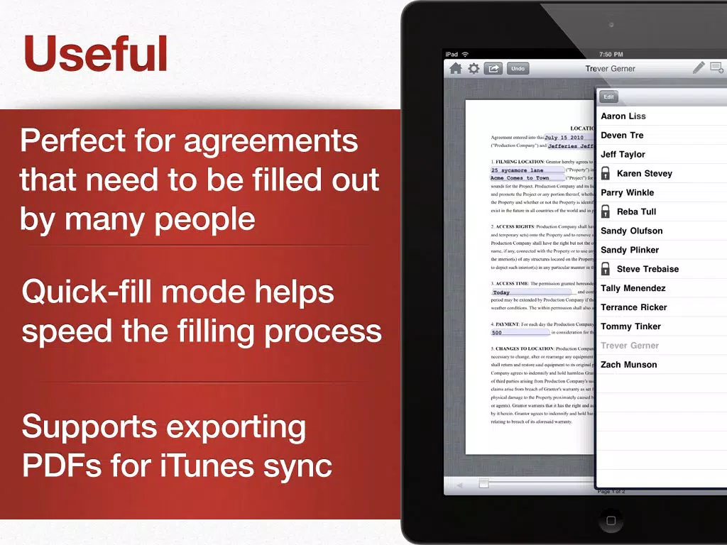 Form Tools PDF - quickly fill out an agreement, a contract or an entry iPad  سکرین شاٹس