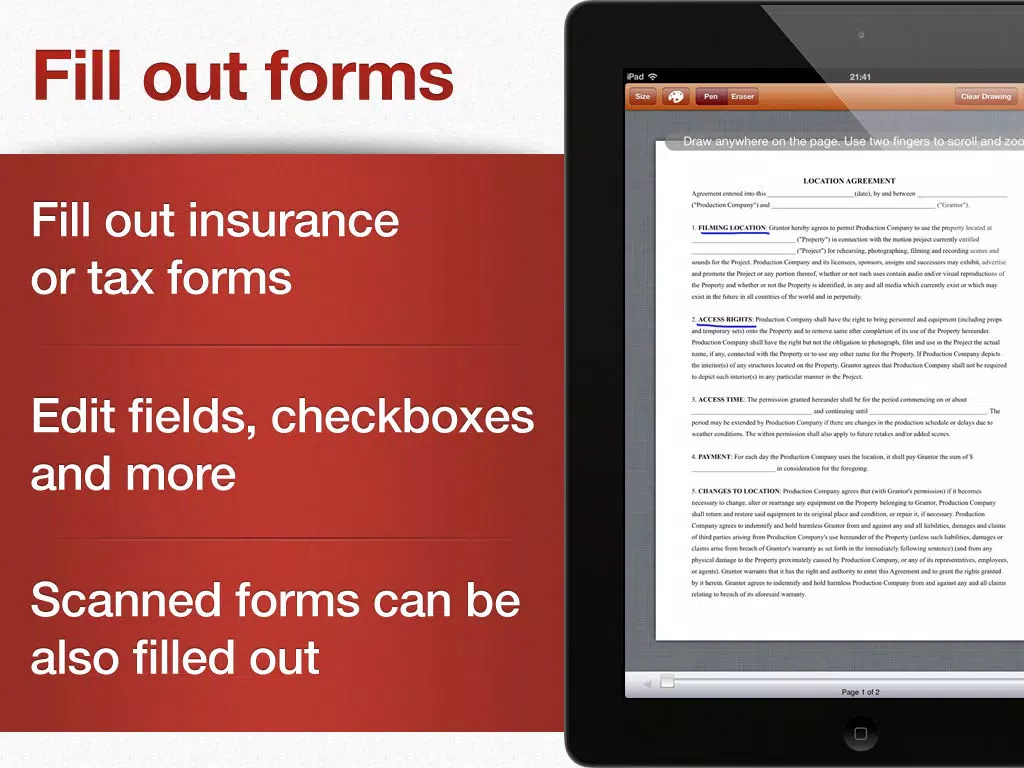 Form Tools PDF - quickly fill out an agreement, a contract or an entry iPad  سکرین شاٹس