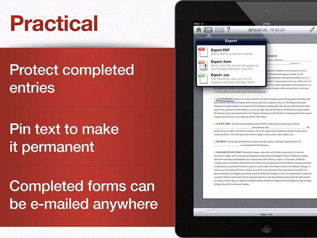 Form Tools PDF - quickly fill out an agreement, a contract or an entry iPad  سکرین شاٹس