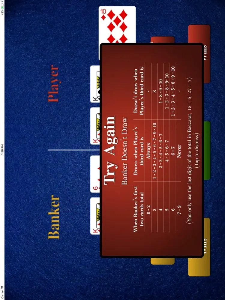 Tangkapan skrin Baccarat Drawing Rules iPad 