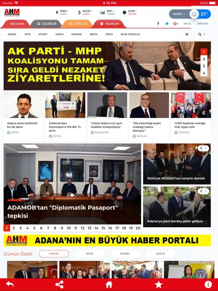 Capturas de tela do Adana Haber Merkezi iPad 