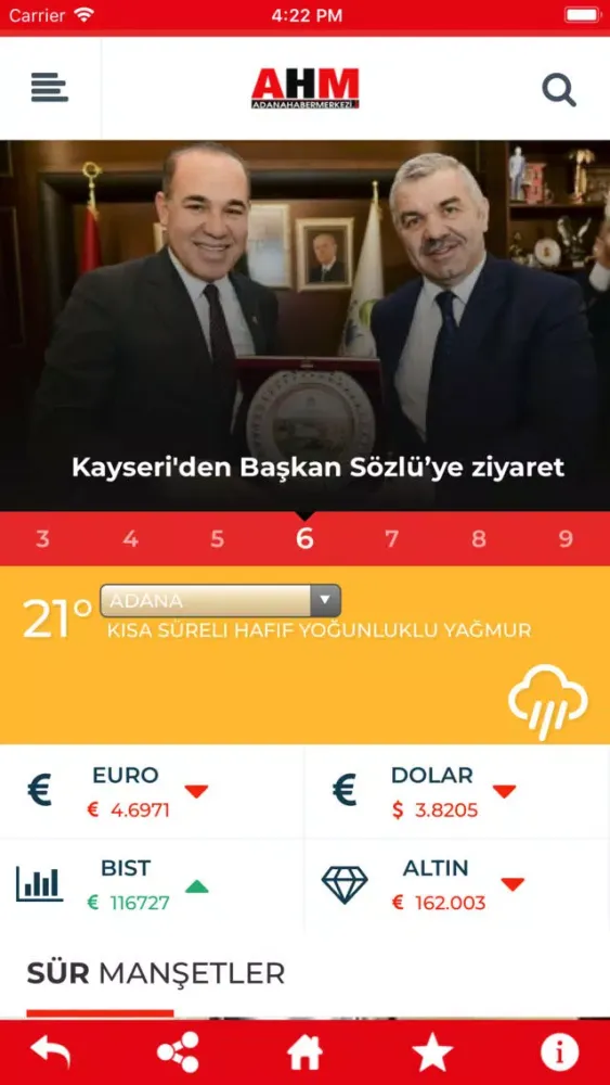 Capturas de tela do Adana Haber Merkezi