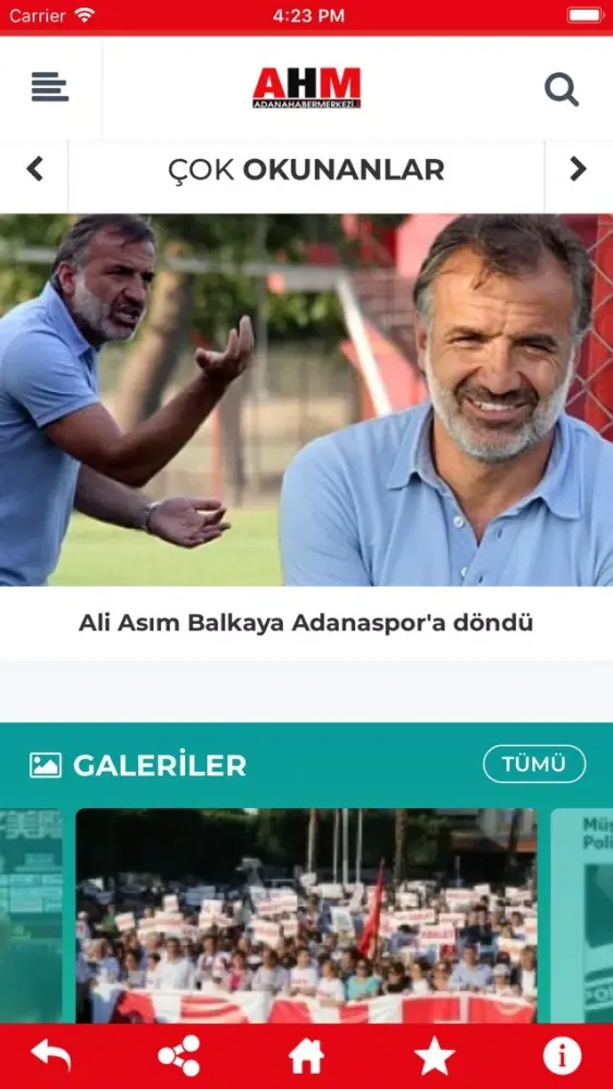 Capturas de tela do Adana Haber Merkezi