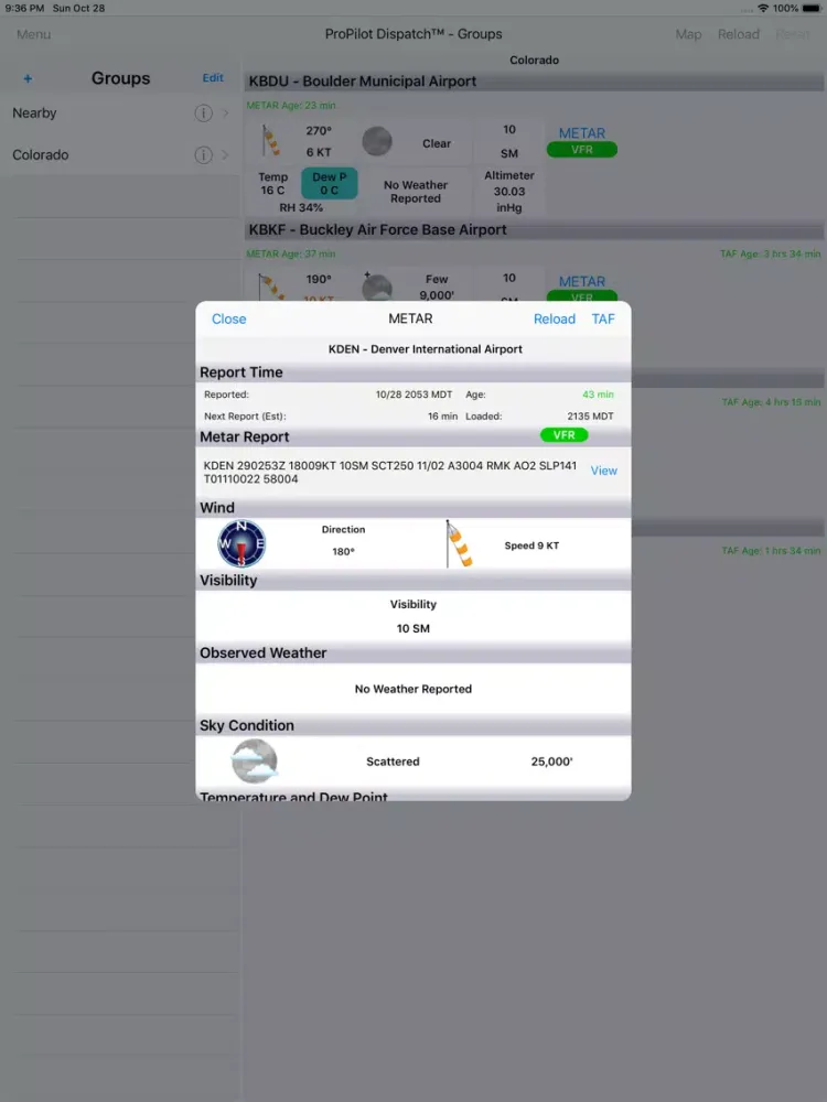 Tangkapan skrin ProPilot Dispatch iPad 