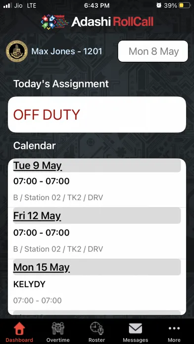 Tangkapan layar Adashi RollCall