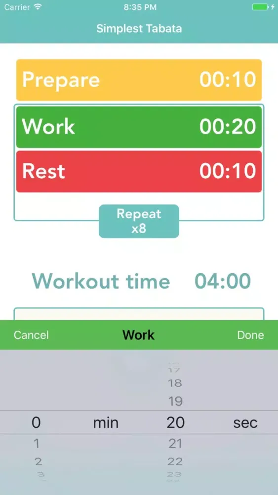 Capturas de tela do Simplest Tabata