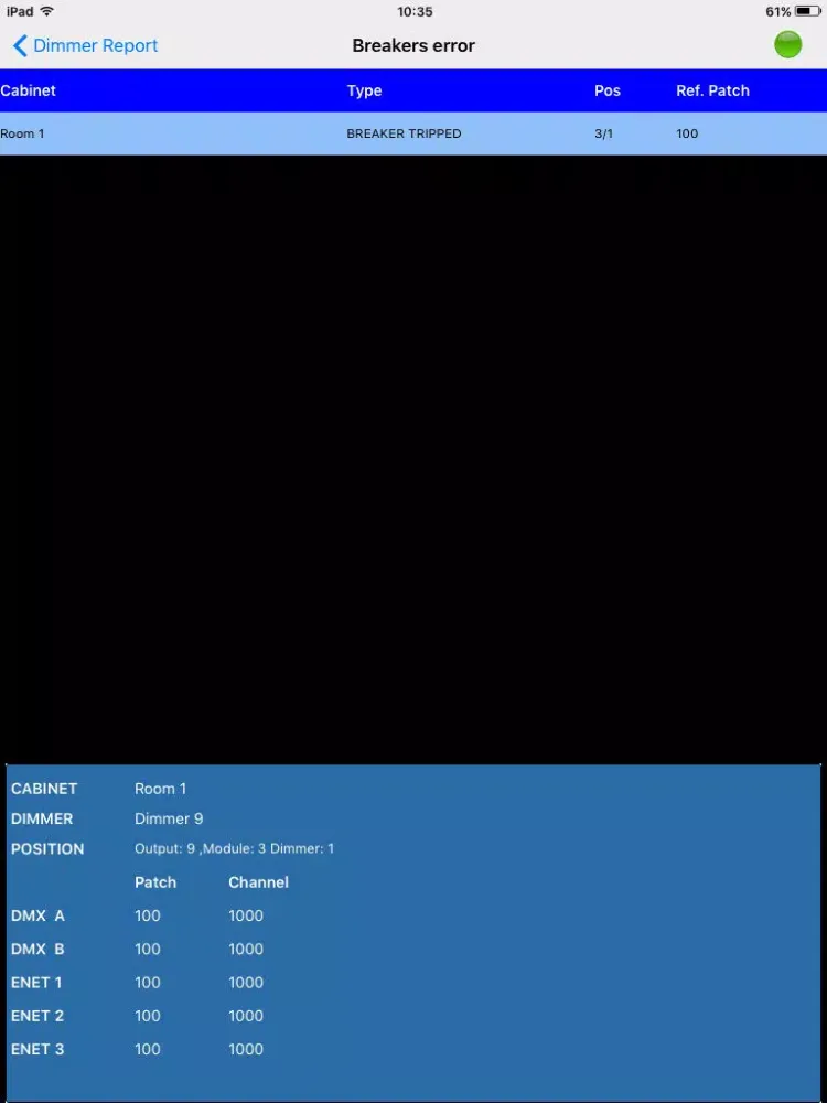 Zrzuty ekranu RDM Dimmer Report iPad 