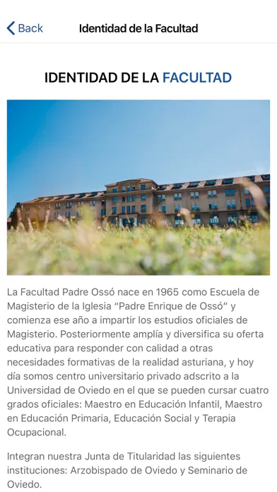 Capturas de tela do Facultad Padre Ossó
