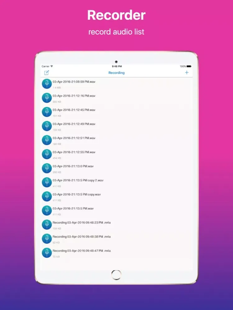 ภาพหน้าจอของ Unlimited Voice iRecorder iPad 