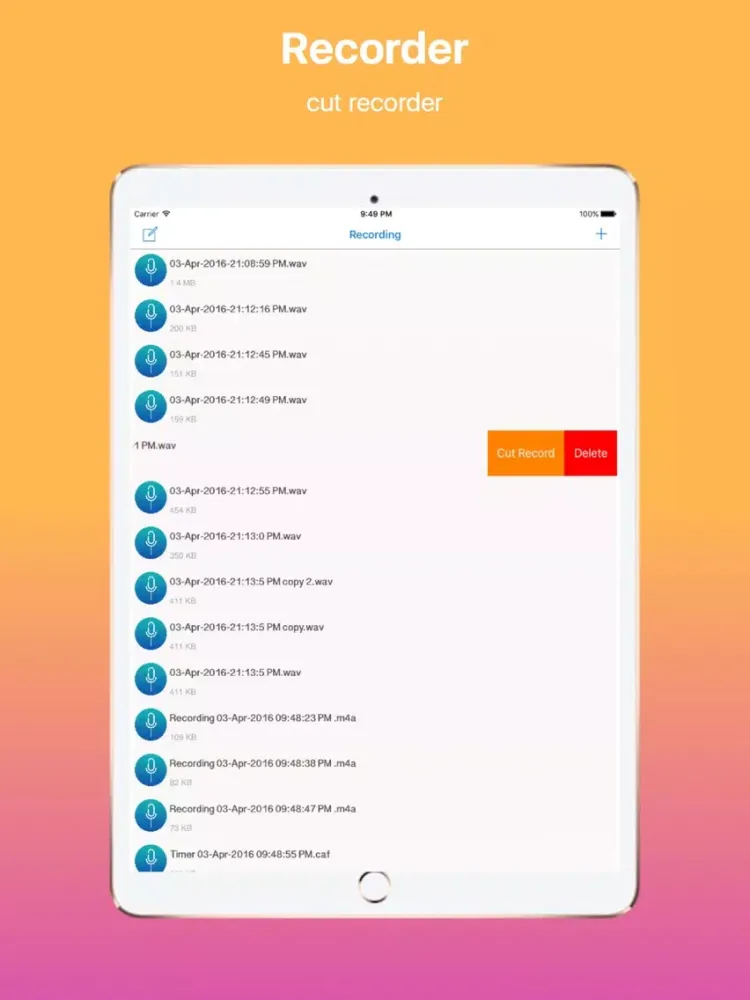ภาพหน้าจอของ Unlimited Voice iRecorder iPad 