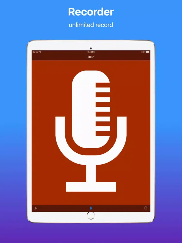 ภาพหน้าจอของ Unlimited Voice iRecorder iPad 