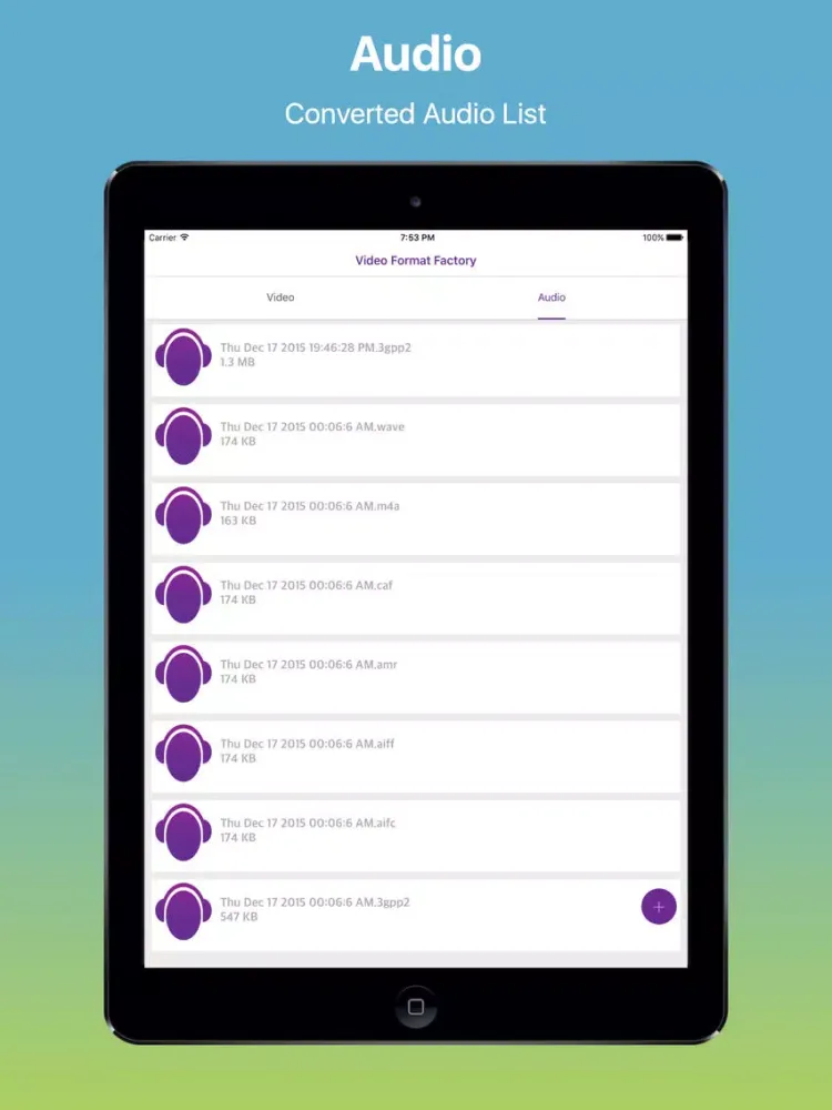 Ảnh chụp màn hình của iVideo Format Factory iPad 